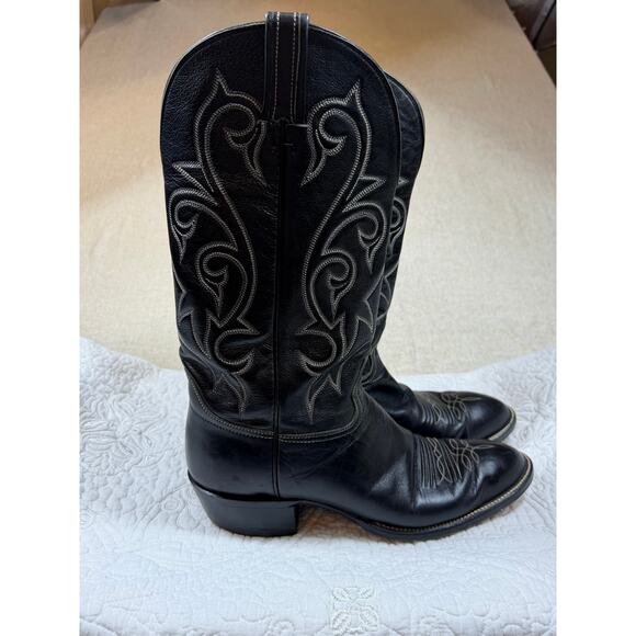 Hondo Boots Men\'s Black 10.5B Vintage Cowboy Western Leather Boots Classic Fit